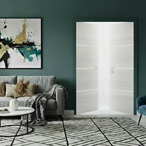 Braga 3H Crema Matrix CPL Frameless Modern Double Door - Doors and Beyond