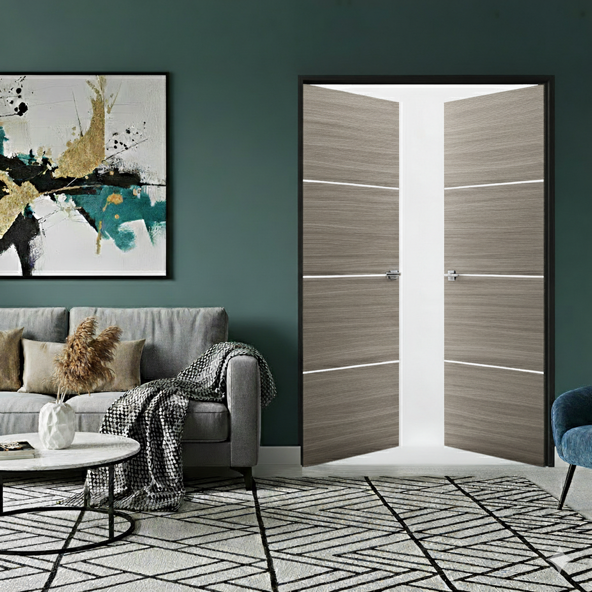 Braga 3H Palissandro Matrix CPL Frameless Modern Double Door - Doors and Beyond