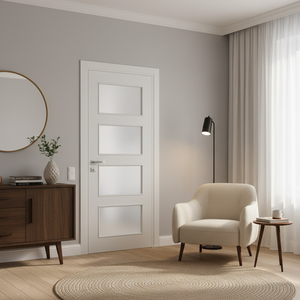 Nova 4-Lite Braga Bianco Matrix CPL Modern Single Pre-hung Door - Doors and Beyond