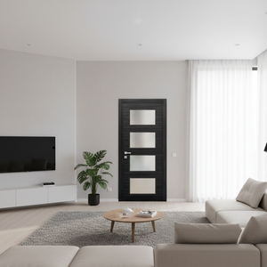 Nova 4-Lite Braga Blu Matrix CPL Modern Single Pre-hung Door - Doors and Beyond