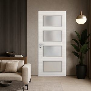Braga 4-Lite Crema Matrix CPL Frameless Modern Door - Doors and Beyond