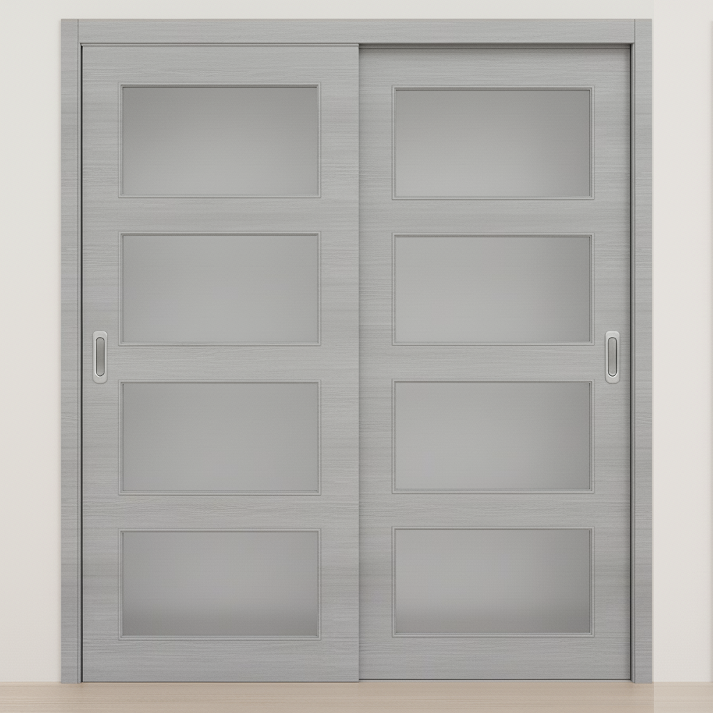 Braga 4-Lite Olmo Matrix CPL  Modern Bypass Door - Doors and Beyond