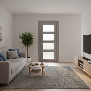 Nova 4-Lite Braga Olmo Matrix CPL Modern Single Pre-hung Door - Doors and Beyond