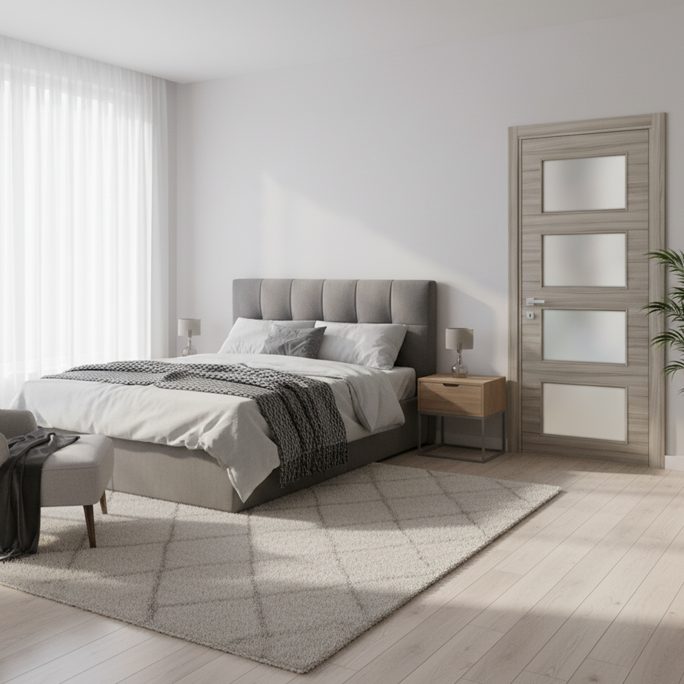 Nova 4-Lite Braga Palissandro Matrix CPL Modern Single Pre-hung Door - Doors and Beyond