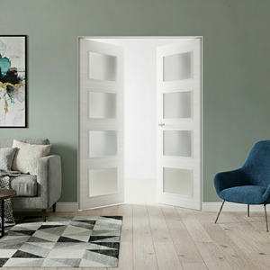 Braga 4-Lite Bianco Matrix CPL Frameless Modern Double Door - Doors and Beyond