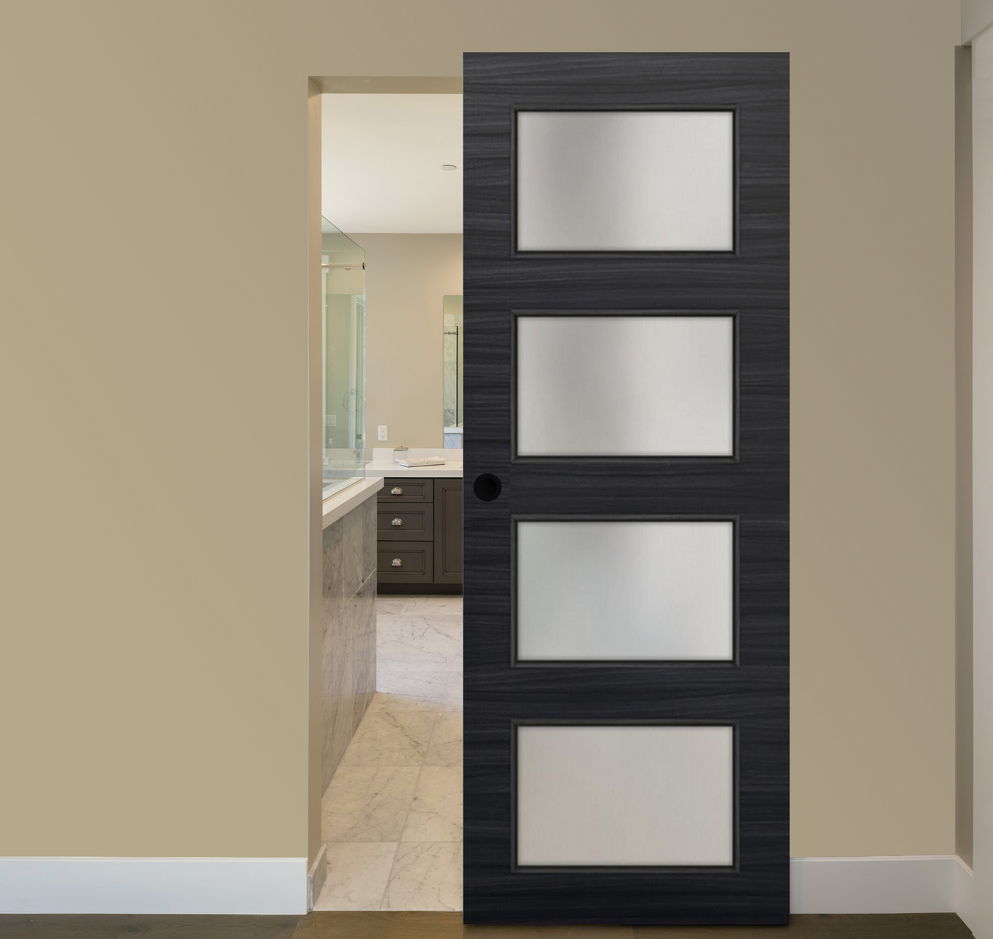 Nova 4-Lite Braga Blu Matrix Laminated Modern Magic Door - Doors and Beyond