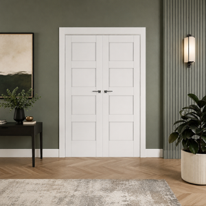 Nova Stile 021 Soft White Laminated Modern Double Pre-Hung Door - Doors and Beyond
