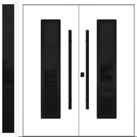 Nova Inox S1 Modern Exterior Double Door W/ (1) 12" Sidelight - Unit 86x81 3/8 - Black Stainless - White - Doors and Beyond