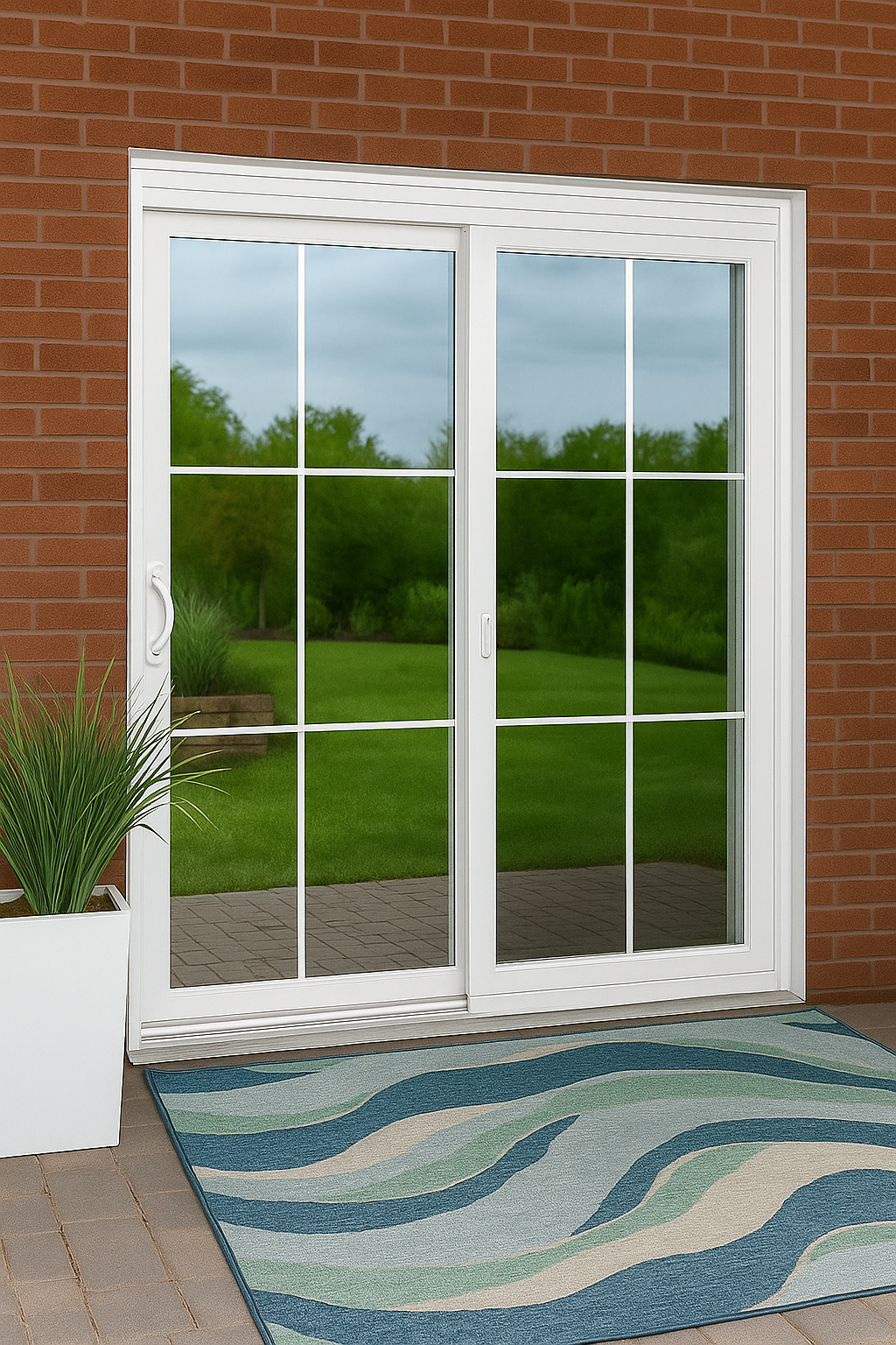ProVia Endure 2-Lite Patio Door 74x82 White/White Double Pane Low-E W Argon Gas Cotage 6 Lite Grills - Doors and Beyond