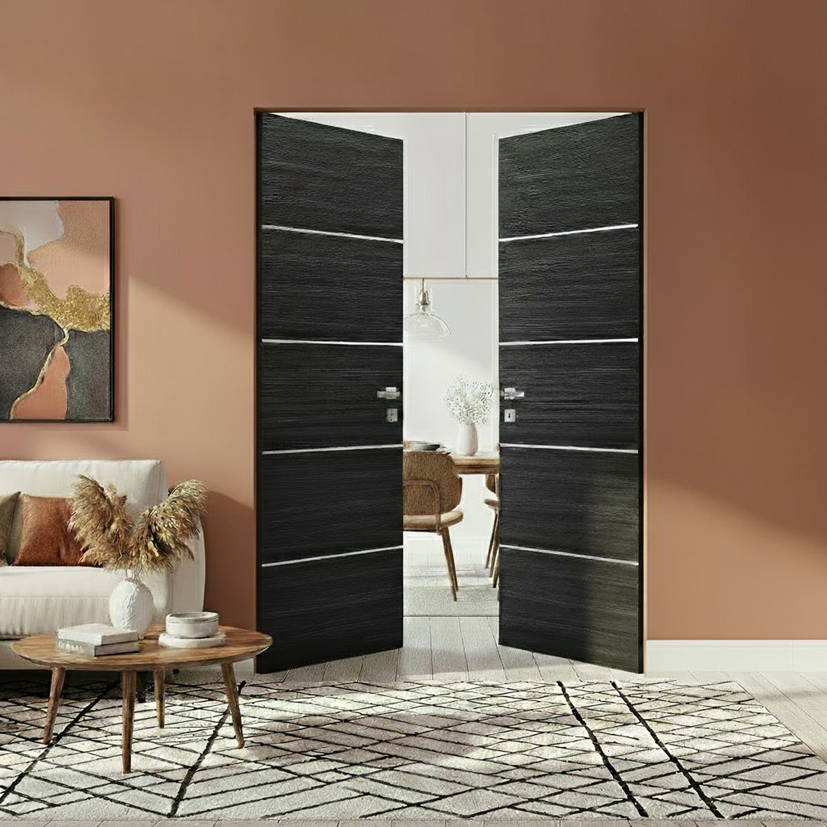 Braga 4H Blu Matrix CPL Frameless Modern Double Door - Doors and Beyond