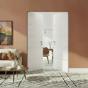 Braga 4H Bianco Matrix CPL Frameless Modern Double Door - Doors and Beyond