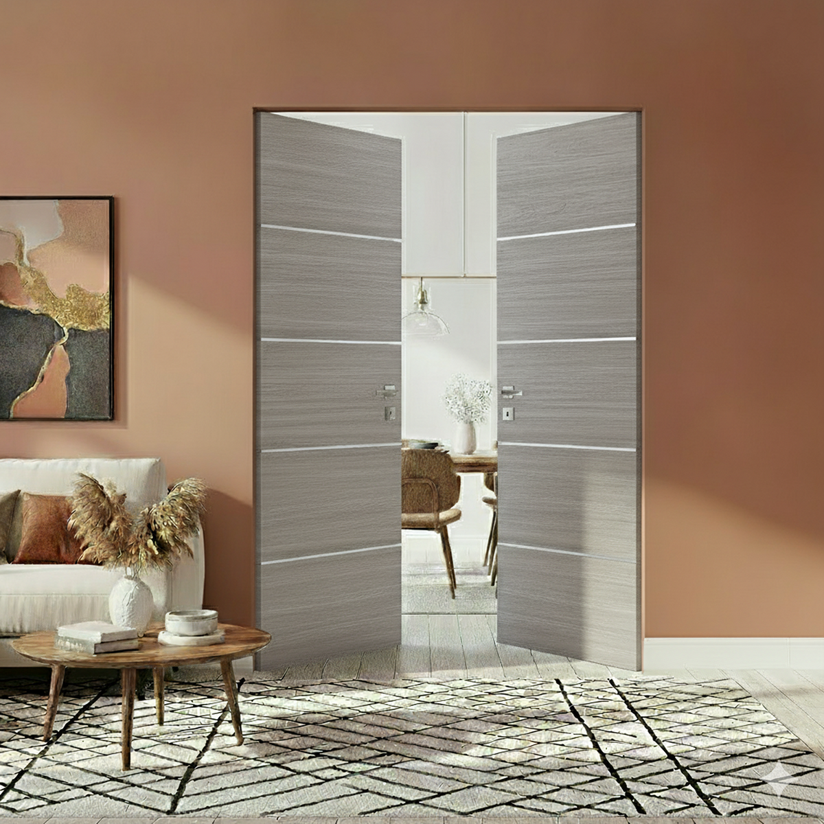 Braga 4H Olmo Matrix CPL Frameless Modern Double Door - Doors and Beyond