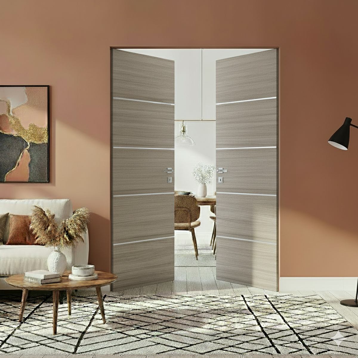 Braga 4H Palissandro Matrix CPL Frameless Modern Double Door - Doors and Beyond