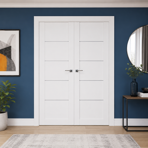 Nova Stile 007 Soft White Laminated Modern Double Pre-Hung Door - Doors and Beyond