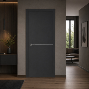 Nova Glam Pro 007 Soft Black Laminated Modern Pre-Hung Door - Doors and Beyond