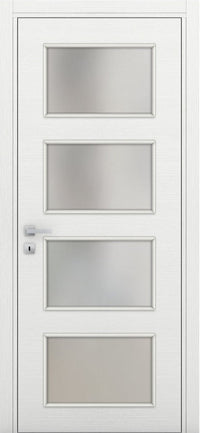Nova 4-Lite Braga Bianco Matrix CPL Modern Single Pre-hung Door - Doors and Beyond