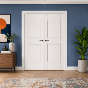 Nova Stile 013 Soft White Laminated Modern Double Pre-Hung Door - Doors and Beyond