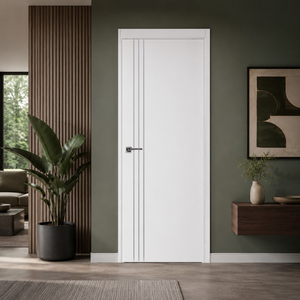 Nova Glam Pro 004 Soft White Laminated Modern Pre-Hung Door - Doors and Beyond