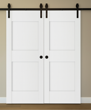 Nova Stile 013 Soft White Laminated Modern Double Barn Door - Doors and Beyond