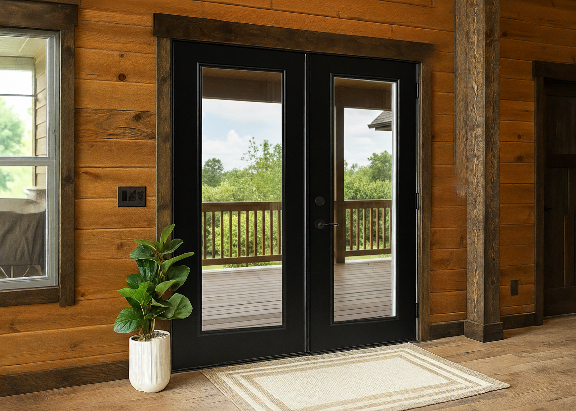 ProVia Legacy Steel 20GA Heavy Duty Patio Double Door Downsized 72x80 Black/Black Double Pane Low-E W Argon Gas - Doors and Beyond
