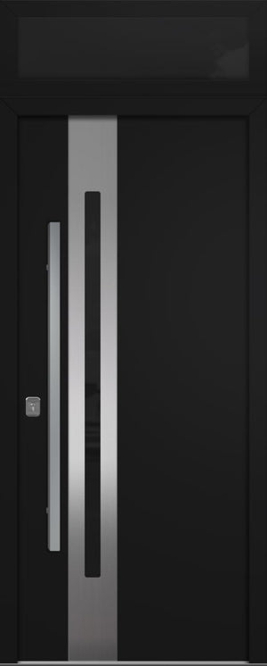 Nova Inox S2 Modern Exterior Single Door 36x80 with Transom - Unit Size 38 x 95 1/2”- Black - Doors and Beyond