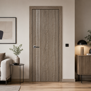 Nova HG002 Dark Aloe Wood Laminated Modern Single Pre-Hung Door - Doors and Beyond