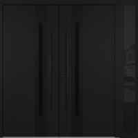 Nova Inox S2 Modern Exterior Double Door W/ (1) 12" Sidelight - Unit 86x81 3/8 - Black Stainless - Black - Doors and Beyond