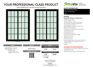 ProVia Endure 2-Lite Patio Door 60x80 Black/Black Double Pane Low-E W Argon Gas Colonial Grills - Doors and Beyond