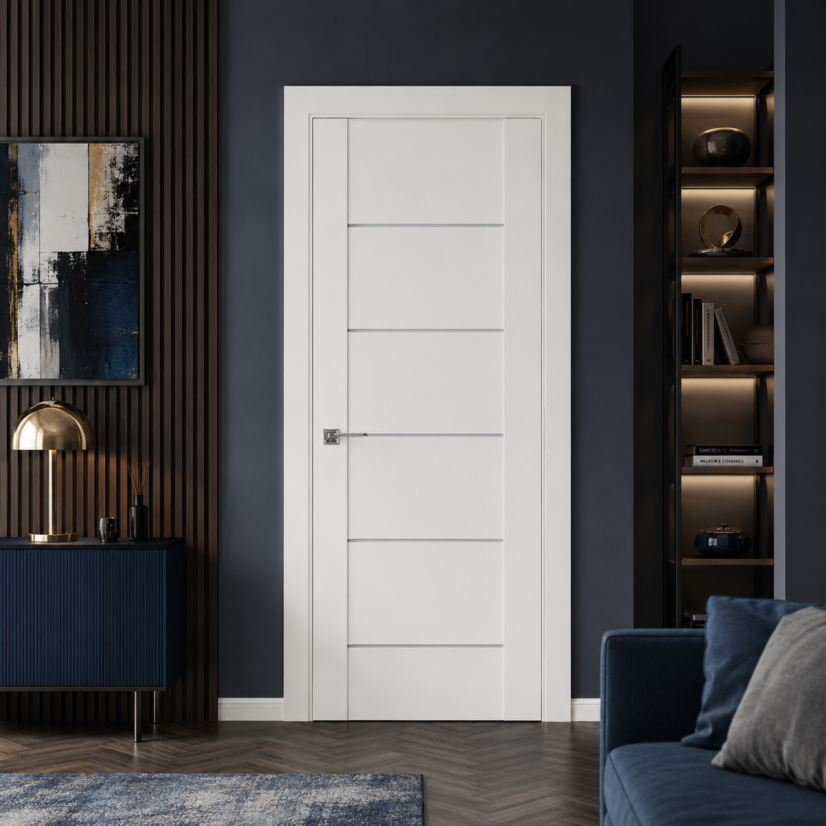 Nova Stile 008 Soft White Laminated Modern Pre-Hung Door - Doors and Beyond
