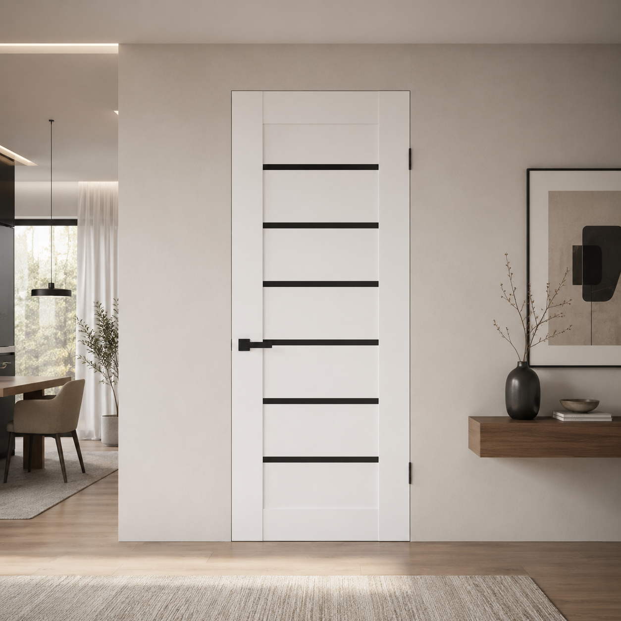 Nova Domino 01 Soft White Laminated Modern Frameless Door