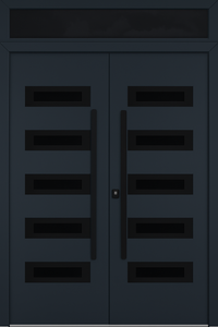 Nova Inox S5 Modern Exterior Double Door 72x80 with Transom - Unit 74x95 1/2 Black Stainless Steel - Gray - Doors and Beyond