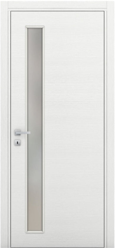 Nova 1-Lite V Braga Bianco Matrix CPL Modern Single Pre-hung Door - Doors and Beyond