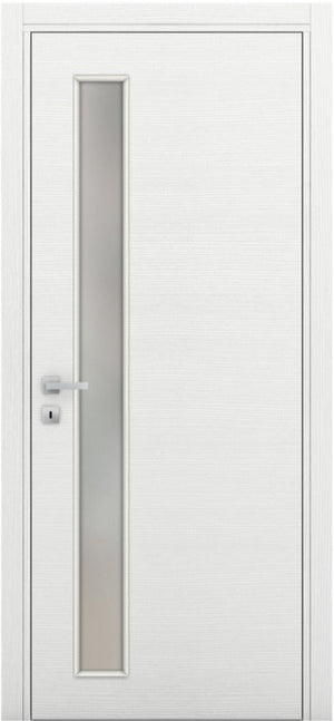 Nova 1-Lite V Braga Bianco Matrix CPL Modern Single Pre-hung Door - Doors and Beyond