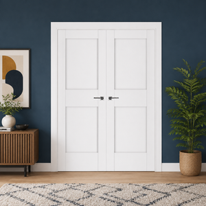 Nova Stile 023 Soft White Laminated Modern Double Pre-Hung Door - Doors and Beyond