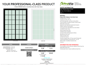 ProVia Endure 2-Lite Patio Door 72x96 Black/White Double Pane Low-E W Argon Gas Colonial Grills - Doors and Beyond