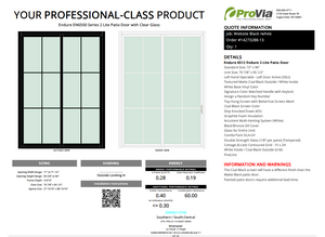 ProVia Endure 2-Lite Patio Door 72x96 Black/White Double Pane Low-E W Argon Gas Cotage 6 Lite Grills - Doors and Beyond