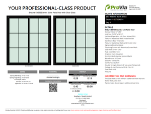 ProVia Endure 2-Lite Patio Door 72x80 Black/Black Double Pane Low-E W Argon Gas Cotage 6 Lite Grills - Doors and Beyond