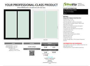 ProVia Endure 2-Lite Patio Door 72x80 Black/White Double Pane Low-E W Argon Gas - Doors and Beyond