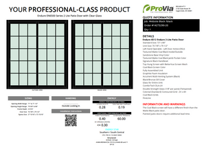 ProVia Endure 2-Lite Patio Door 72x80 Black/Black Double Pane Low-E W Argon Gas Colonial Grills - Doors and Beyond