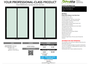 ProVia Endure 2-Lite Patio Door 72x96 Black/Black Double Pane Low-E W Argon Gas - Doors and Beyond