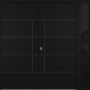 Nova Inox S3 Modern Exterior Double Door W/ (1) 12" Sidelight - Unit 86x81 3/8 - Black Stainless - Black - Doors and Beyond