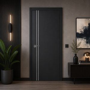 Nova Glam Pro 002 Soft Black Laminated Modern Pre-Hung Door - Doors and Beyond