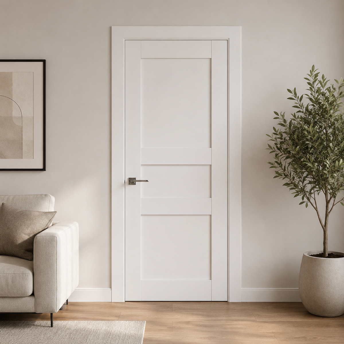 Nova Stile 029 Soft White Laminated Modern Pre-Hung Door - Doors and Beyond