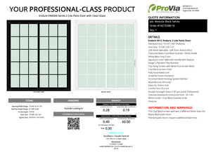 ProVia Endure 2-Lite Patio Door 74x82 Black/White Double Pane Low-E W Argon Gas Colonial Grills - Doors and Beyond