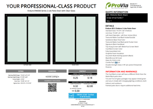 ProVia Endure 2-Lite Patio Door 74x82 Black/Black Triple Pane Low-E W Argon Gas - Doors and Beyond