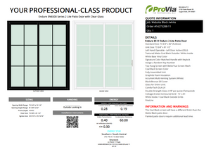 ProVia Endure 2-Lite Patio Door 74x82 Black/White Double Pane Low-E W Argon Gas Cotage 6 Lite Grills - Doors and Beyond