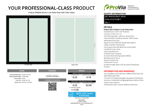 ProVia Endure 2-Lite Patio Door 74x82 Black/White Triple Pane Low-E W Argon Gas - Doors and Beyond
