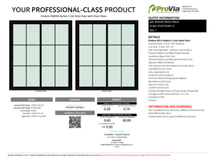 ProVia Endure 2-Lite Patio Door 74x82 Black/Black Double Pane Low-E W Argon Gas Cotage 6 Lite Grills - Doors and Beyond