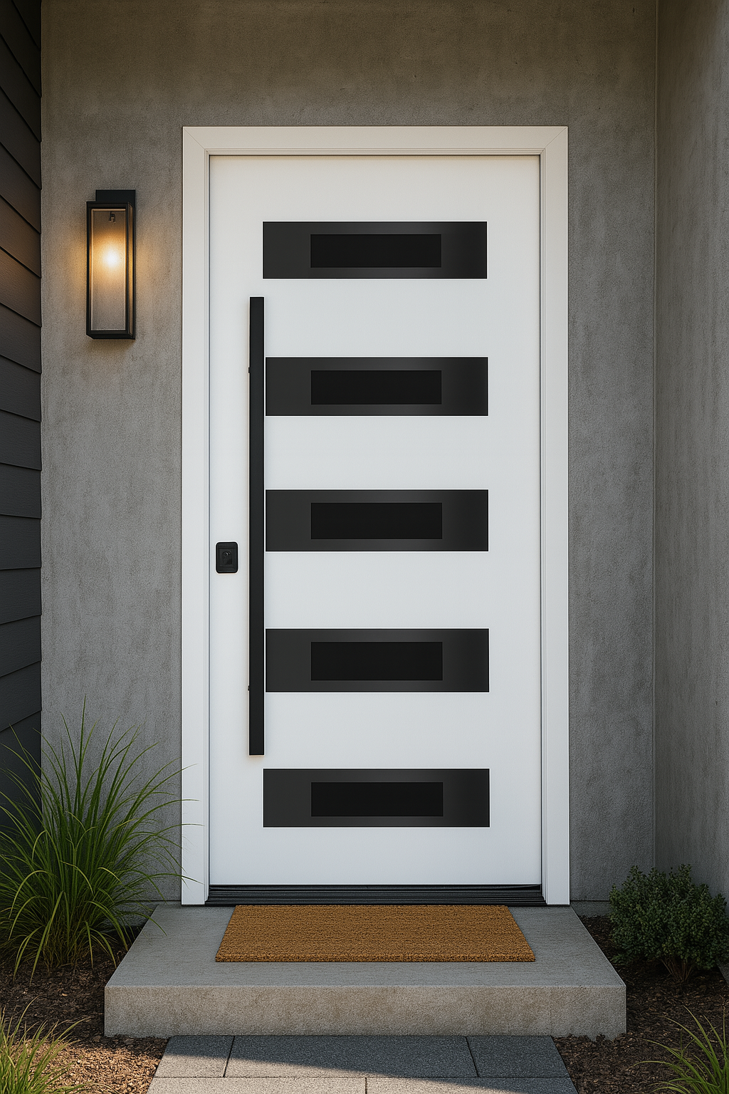 Nova Inox S5 Modern Exterior Single Door 36x80 Black Stainless Steel - White - Doors and Beyond