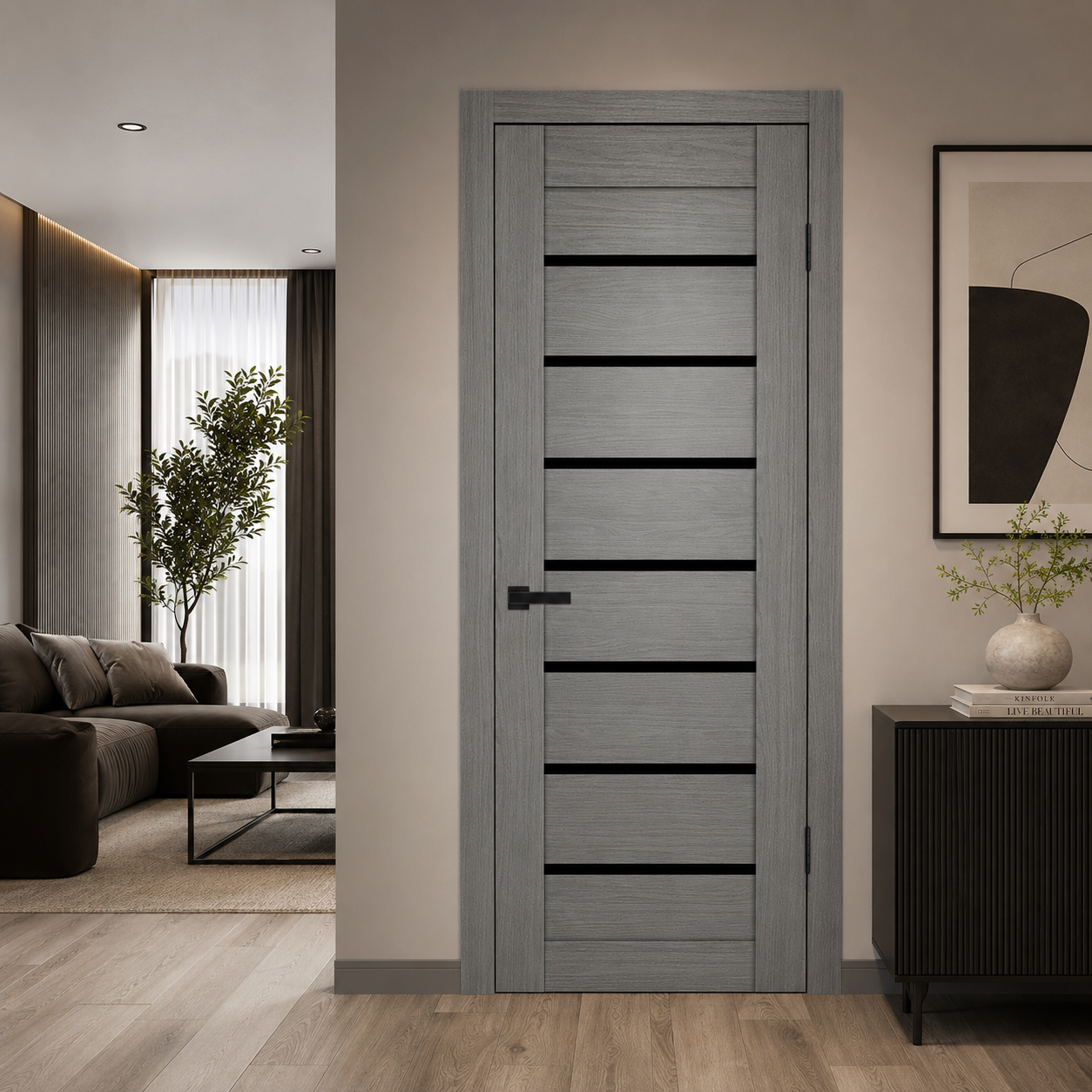 Nova Domino 01 Wenge Modern Laminated Modern Single Pre-hung Door